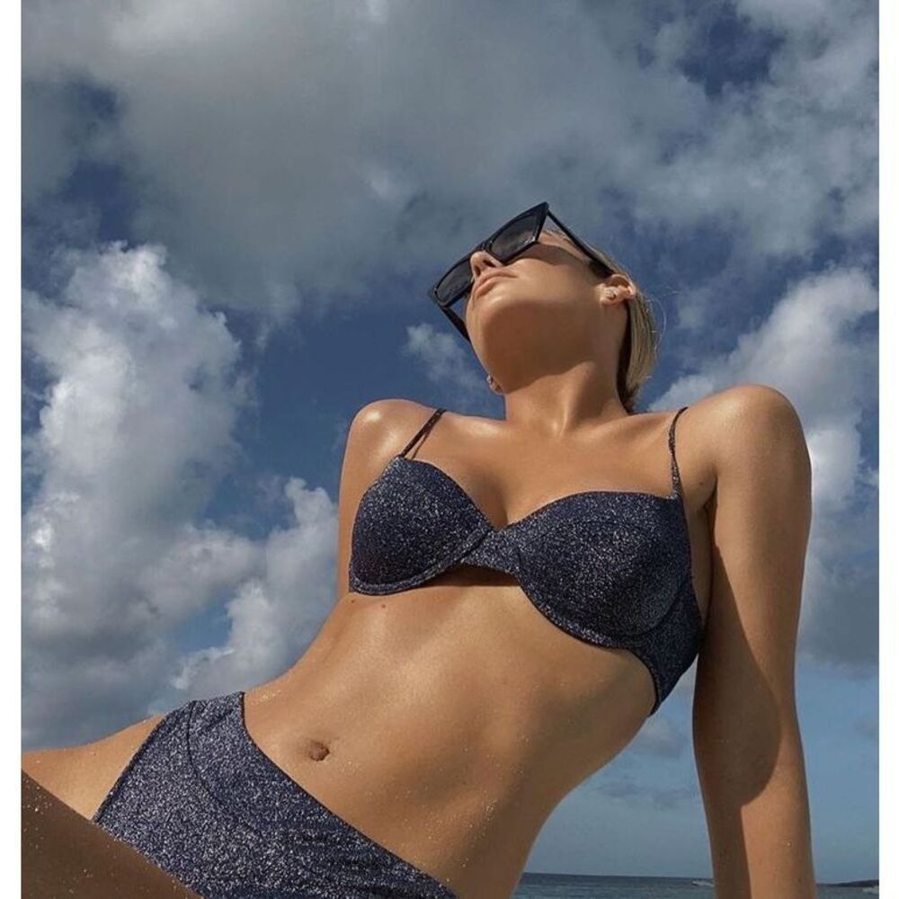 Triangl Shimmer Navy Blue bikini - Small Top/Medium Bottom